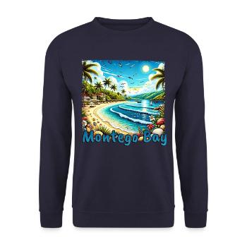 Montego Bay Jamaika Strand Palmen Grunge Urlaub - Unisex Pullover - Navy - Vorne - Alina (178cm) & Michal (187cm)