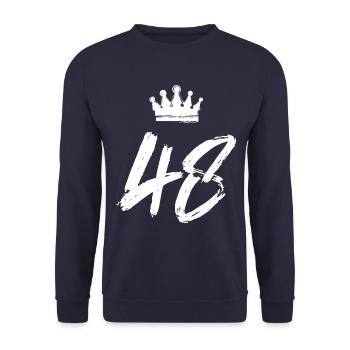 48 Zahl Krone - Unisex Pullover - Navy - Vorne - Alina (178cm) & Michal (187cm)