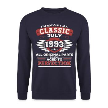 29ème anniversaire Né 1993 Juillet Cadeaux Hommes - Sweat-shirt Unisexe - marine - Devant - Alina (178cm) & Michal (187cm)