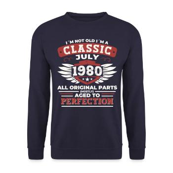 42ème Anniversaire Né 1980 Juillet Cadeaux Hommes - Sweat-shirt Unisexe - marine - Devant - Alina (178cm) & Michal (187cm)