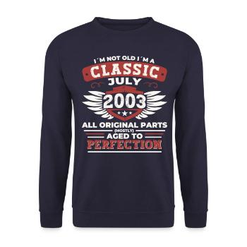 19th Birthday Vintage 2003 July Gifts Men - Unisex Sweatshirt - navy - Front - Alina (178cm) & Michal (187cm)