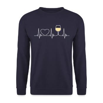Weinglas Heartbeat Weißwein Herzschlag Weißweinfan - Unisex Pullover - Navy - Vorne - Alina (178cm) & Michal (187cm)