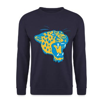 Roaring Leopard by Cheerful Madness!! - Unisex Sweatshirt - navy - Front - Alina (178cm) & Michal (187cm)