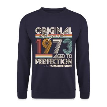 Août 1973 Vintage Rétro Anniversaire Vintage - Sweat-shirt Unisexe - marine - Devant - Alina (178cm) & Michal (187cm)