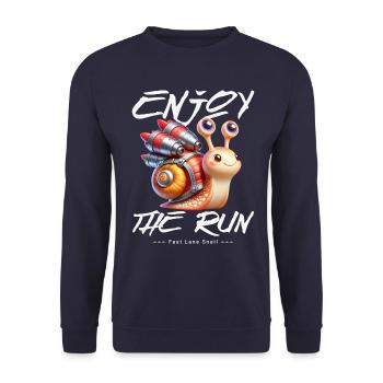 Enjoy the Run Turbo Snail - Unisex Pullover - Navy - Vorne - Alina (178cm) & Michal (187cm)