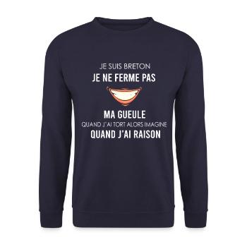 Breton je ne ferme pas ma gueule quand j'ai tort - Sweat-shirt Unisexe - marine - Devant - Alina (178cm) & Michal (187cm)