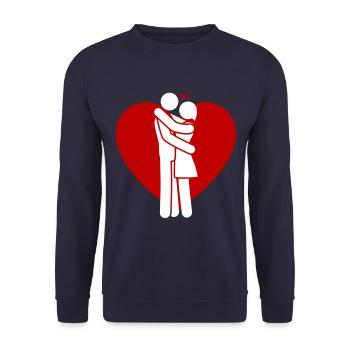 couple love heart - Unisex Pullover - Navy - Vorne - Alina (178cm) & Michal (187cm)
