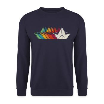 Paper Boat Captain - Unisex Sweatshirt - navy - Front - Alina (178cm) & Michal (187cm)