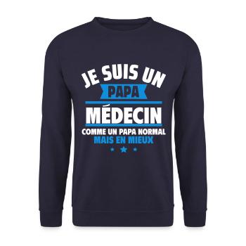 papa médecin : cadeau fête des pères - Sweat-shirt Unisexe - marine - Devant - Alina (178cm) & Michal (187cm)