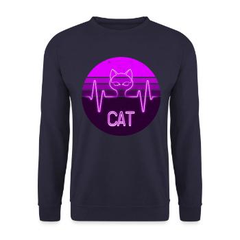 Lila NeonKatze - Unisex Pullover - Navy - Vorne - Alina (178cm) & Michal (187cm)