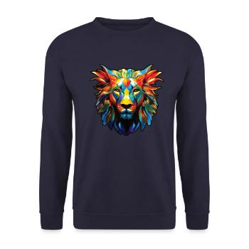 Lion, Lion's Head, Animal, Africa, King - Unisex Sweatshirt - navy - Front - Alina (178cm) & Michal (187cm)