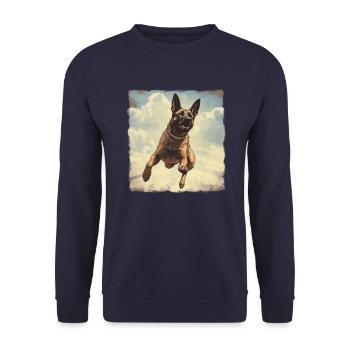Belgian Shepherd Vintage - Unisex Sweatshirt - navy - Front - Alina (178cm) & Michal (187cm)