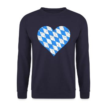 Bayern Herz Retro Look Vintage - Unisex Pullover - Navy - Vorne - Alina (178cm) & Michal (187cm)