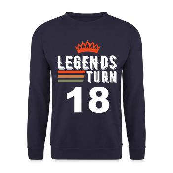 Legends turn 18, 18 birthday - Unisex Sweatshirt - navy - Front - Alina (178cm) & Michal (187cm)