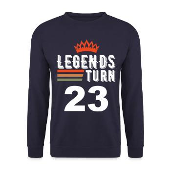 Legends turn 23, 23 birthday - Unisex Sweatshirt - navy - Front - Alina (178cm) & Michal (187cm)