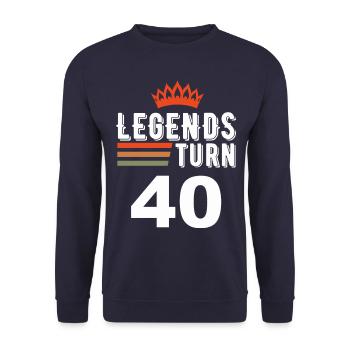 Legends turn 40, 40 birthday - Unisex Sweatshirt - navy - Front - Alina (178cm) & Michal (187cm)
