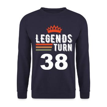 Legends turn 38, 38 birthday - Unisex Sweatshirt - navy - Front - Alina (178cm) & Michal (187cm)
