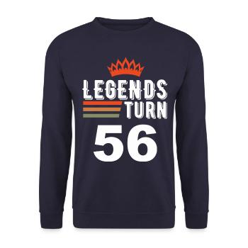 Legends turn 56, 56 birthday - Unisex Sweatshirt - navy - Front - Alina (178cm) & Michal (187cm)