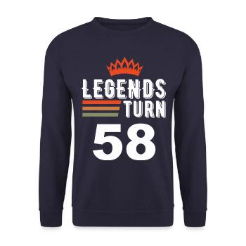 Legends turn 58, 58 birthday - Unisex Sweatshirt - navy - Front - Alina (178cm) & Michal (187cm)