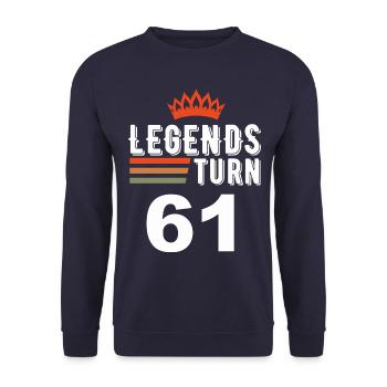 Legenden werden 61, 61 Geburtstag - Unisex Pullover - Navy - Vorne - Alina (178cm) & Michal (187cm)