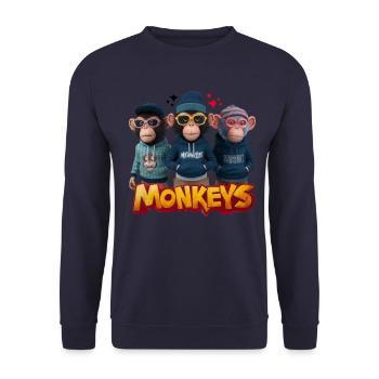 Monkeys 2 - Sweat-shirt Unisexe - marine - Devant - Alina (178cm) & Michal (187cm)