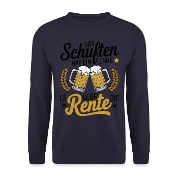 Das Schuften Hat Ein Ende – Es Lebe Die Rente - Unisex Pullover - Navy - Vorne - Alina (178cm) & Michal (187cm)