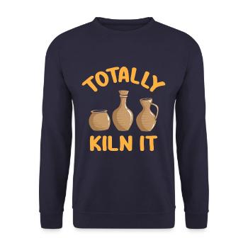 Totally Kiln It Funny Pottery - Unisex Sweatshirt - navy - Front - Alina (178cm) & Michal (187cm)
