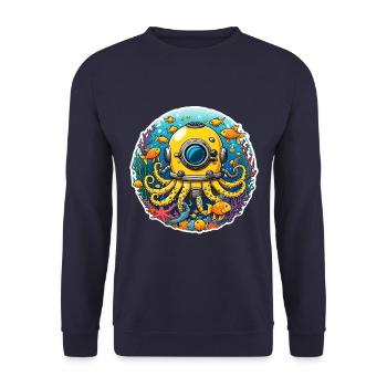 Diving helmet with octopus arms and fish - Unisex Sweatshirt - navy - Front - Alina (178cm) & Michal (187cm)