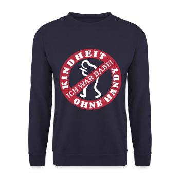 Kindheit ohne Handy - Ich war dabei - Unisex Pullover - Navy - Vorne - Alina (178cm) & Michal (187cm)