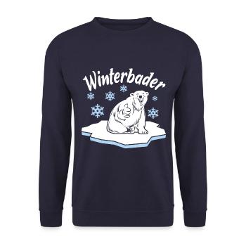 Winterbader Eisbaden Eisbad Spruch - Unisex Pullover - Navy - Vorne - Alina (178cm) & Michal (187cm)