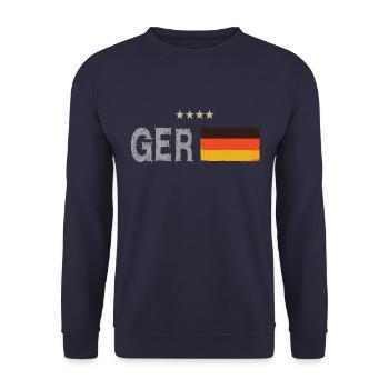 Allemagne Fan Fan Jersey Drapeau GER - Sweat-shirt Unisexe - marine - Devant - Alina (178cm) & Michal (187cm)