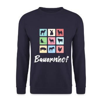 Bauernhof Tiere - Unisex Pullover - Navy - Vorne - Alina (178cm) & Michal (187cm)