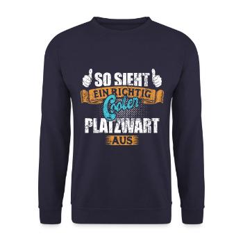 So sieht ein richtig cooler Platzwart aus - Unisex Pullover - Navy - Vorne - Alina (178cm) & Michal (187cm)