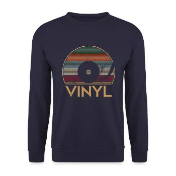 Vintage-Retro-Vinyl-Schallplatten-Analog-LP-Musik- - Unisex Pullover - Navy - Vorne - Alina (178cm) & Michal (187cm)