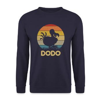 Dodo Retro Sunset Dodo Vogel Silhouette Dodo Vogel - Unisex Pullover - Navy - Vorne - Alina (178cm) & Michal (187cm)