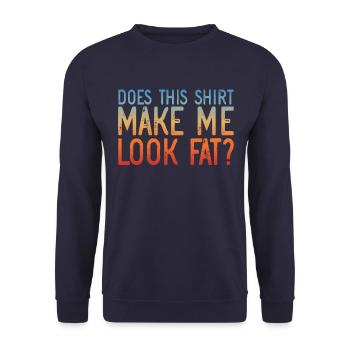 Retro macht dieses Shirt mich fett aus - Unisex Pullover - Navy - Vorne - Alina (178cm) & Michal (187cm)