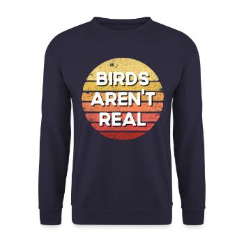 V�gel sind keine echte Verschw�rungstheorie Retro - Unisex Pullover - Navy - Vorne - Alina (178cm) & Michal (187cm)
