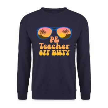 PE -Lehrer au�erhalb des Dienstes Retro Sommerpaus - Unisex Pullover - Navy - Vorne - Alina (178cm) & Michal (187cm)
