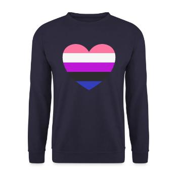 Geschlechtsfl�ssigkeit Flag Herz LGBTQ Genderfluid - Unisex Pullover - Navy - Vorne - Alina (178cm) & Michal (187cm)