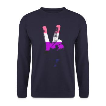 Geschlechtsfl�ssigkeit Flagge Frieden LGBTQ Gender - Unisex Pullover - Navy - Vorne - Alina (178cm) & Michal (187cm)