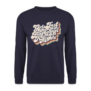 M�dchen wollen nur grundlegende Menschenrechte hab - Unisex Pullover - Navy - Vorne - Alina (178cm) & Michal (187cm)