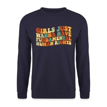 M�dchen wollen nur grundlegende Menschenrechte hab - Unisex Pullover - Navy - Vorne - Alina (178cm) & Michal (187cm)