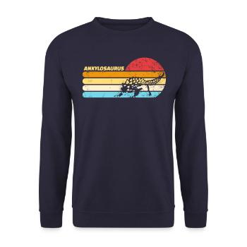 Ankylosaurus retro Dinosaurier Ankylosaurus - Unisex Pullover - Navy - Vorne - Alina (178cm) & Michal (187cm)