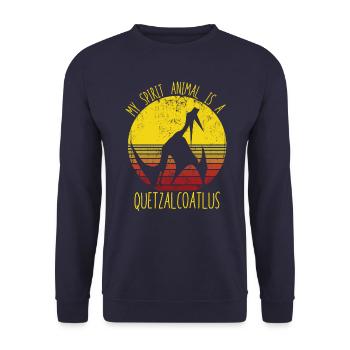 Mein Geisttier ist ein Quetzalcoatlus -Dinosaurier - Unisex Pullover - Navy - Vorne - Alina (178cm) & Michal (187cm)