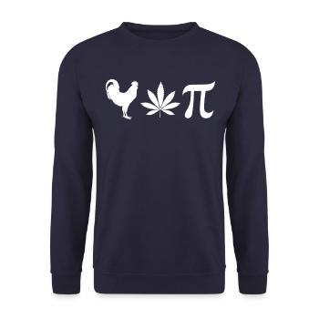 Chicken Pot Pi Marihuana Unkraut Stoner Pi Daylust - Unisex Pullover - Navy - Vorne - Alina (178cm) & Michal (187cm)