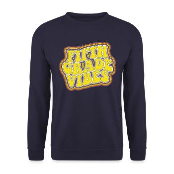Vibe der f�nften Klasse Retro zur�ck in die Schule - Unisex Pullover - Navy - Vorne - Alina (178cm) & Michal (187cm)