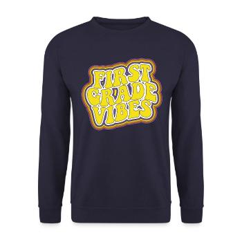 Stimmung der ersten Klasse Retro zur�ck in die - Unisex Pullover - Navy - Vorne - Alina (178cm) & Michal (187cm)
