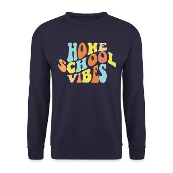 Heimschule Vibe Homeschool Life Retro - Unisex Pullover - Navy - Vorne - Alina (178cm) & Michal (187cm)