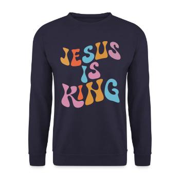 Jesus ist K�nig Christian Glaube inspirierende Jes - Unisex Pullover - Navy - Vorne - Alina (178cm) & Michal (187cm)