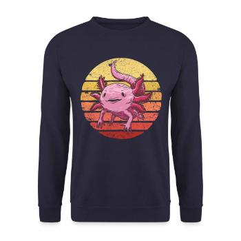 Axolotl Retro Sunset Vintage Kids Axolotl - Unisex Pullover - Navy - Vorne - Alina (178cm) & Michal (187cm)